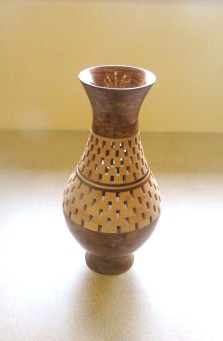 This segmented vase won a turning of the month for Chris Withall
